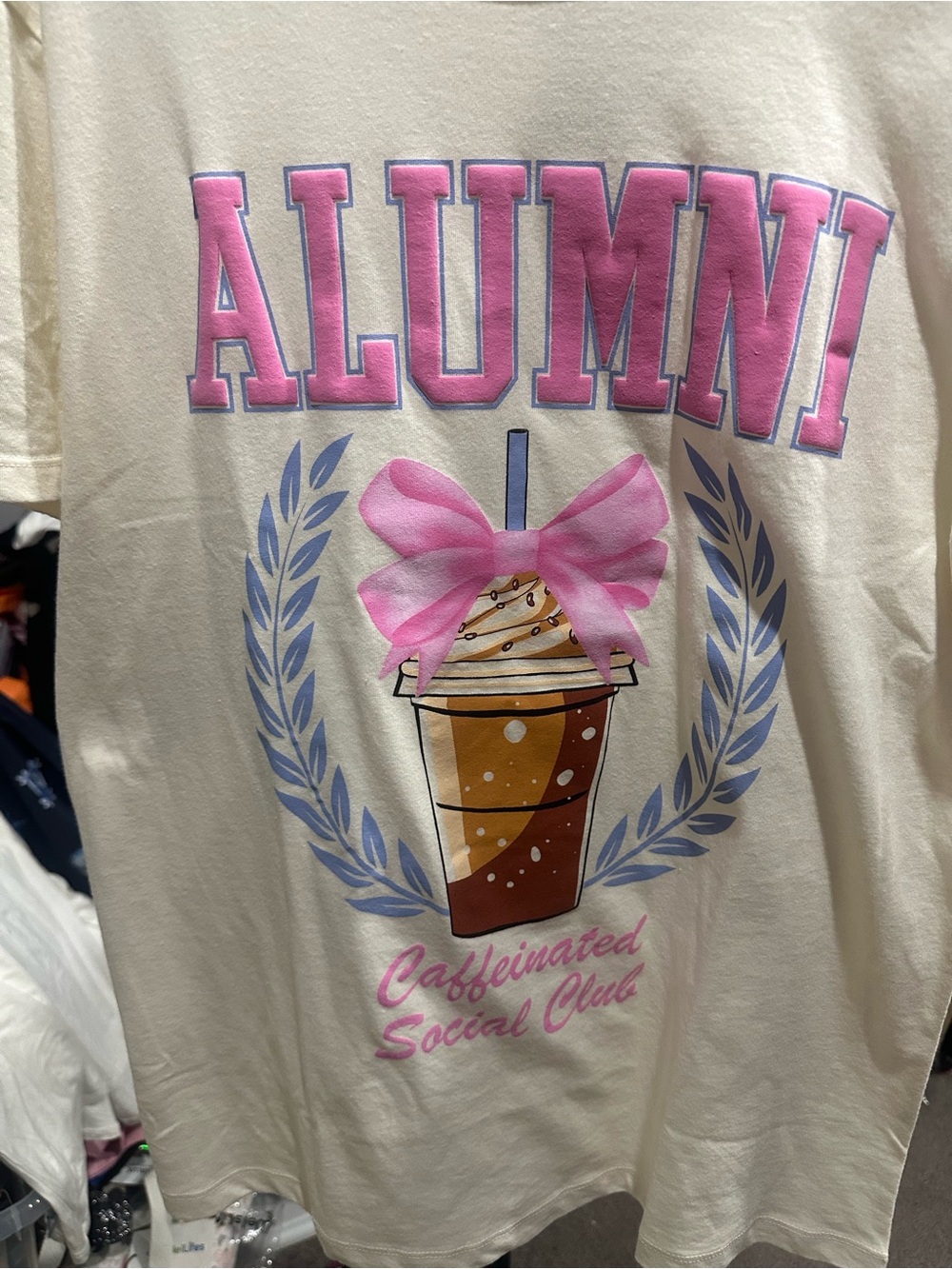 Alumni Caffeinated Social Club Graphic Tee - Pink & Cream